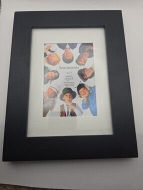 Matte Black Wood 5x7 Picture Frame with White Mat
